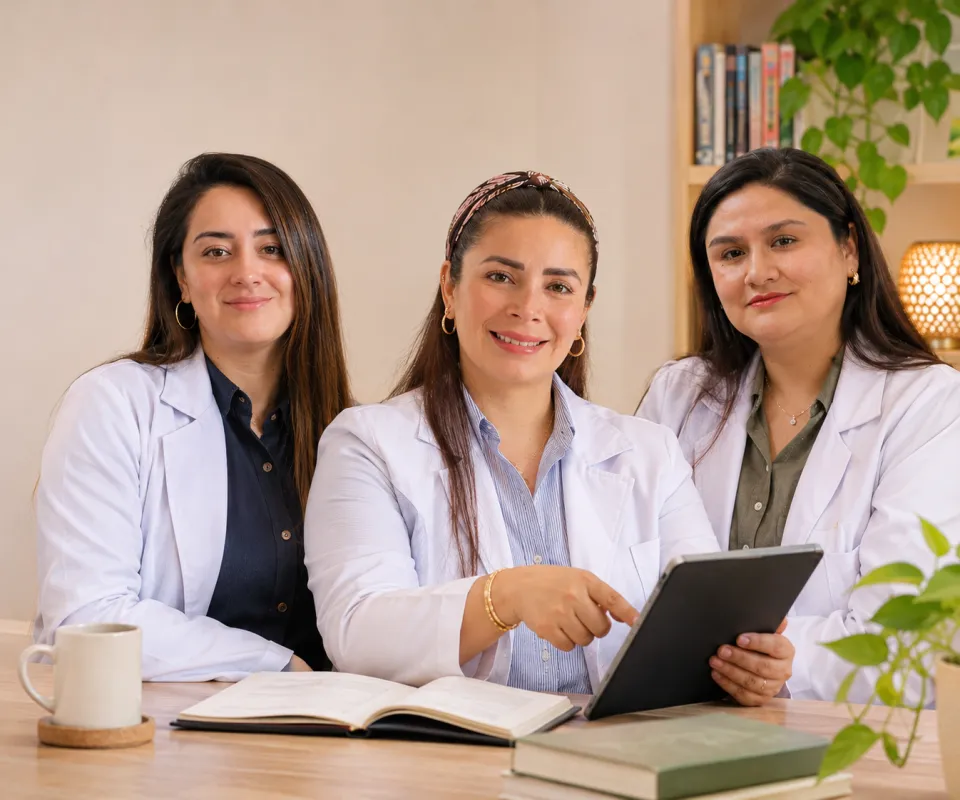 Psicóloga guiando con la mano los movimientos oculares de un paciente adulto en una sesión de terapia EMDR en Lima